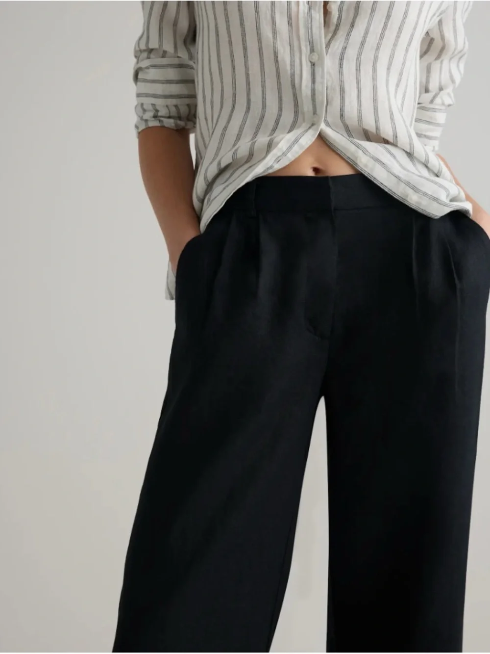 100% linen wide leg trousers